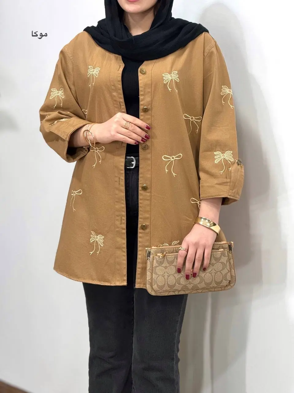 مانتو کتان گلدوزی آیسو ویولت